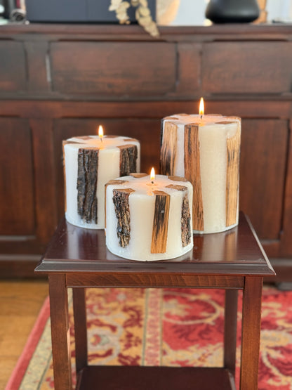 Wooden Fireplace Candle