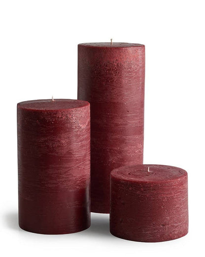 Cylinder Candles - 12 cm ⌀ - Claret Red